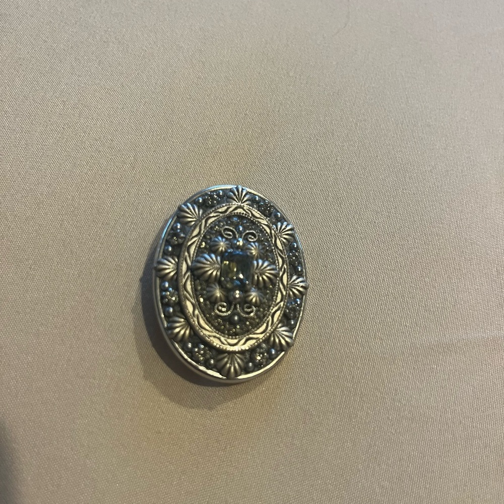 Elegant Silver Brooch with Intricate Design